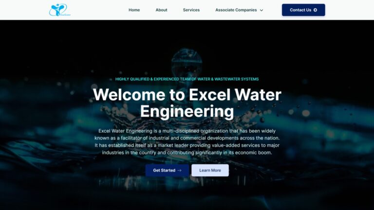 Excel Water Engineering Website - Featured Screenshot - SyncWin